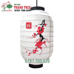 Lồng đèn Nhật Trắng Vẽ Hoa đào